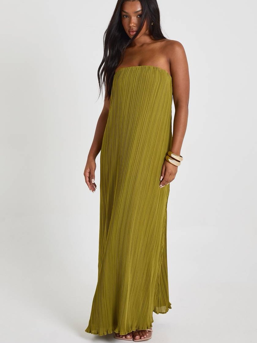 Plisse Bandeau Maxi Dress